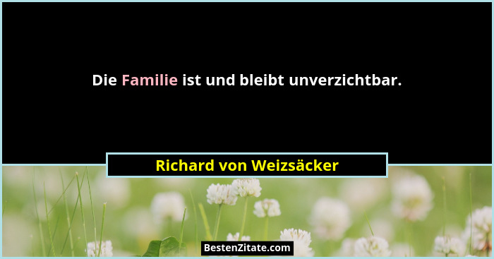 Die Familie ist und bleibt unverzichtbar.... - Richard von Weizsäcker