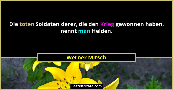 Die toten Soldaten derer, die den Krieg gewonnen haben, nennt man Helden.... - Werner Mitsch