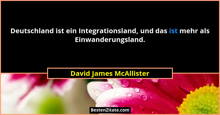 Deutschland ist ein Integrationsland, und das ist mehr als Einwanderungsland.... - David James McAllister