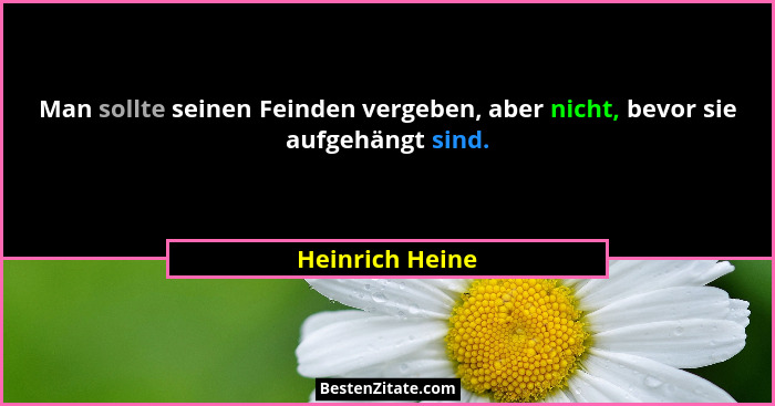 Man sollte seinen Feinden vergeben, aber nicht, bevor sie aufgehängt sind.... - Heinrich Heine