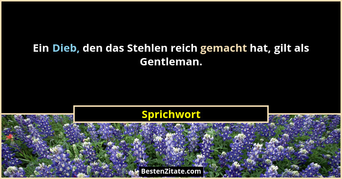 Ein Dieb, den das Stehlen reich gemacht hat, gilt als Gentleman.... - Sprichwort