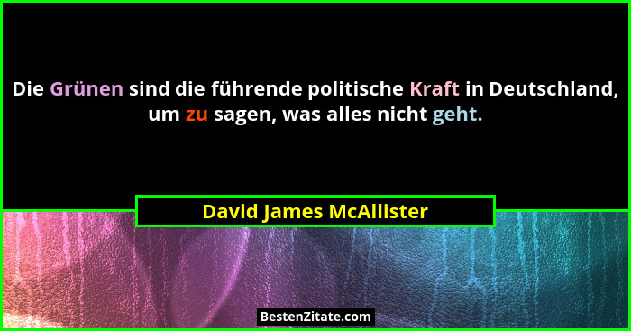 Die Grünen sind die führende politische Kraft in Deutschland, um zu sagen, was alles nicht geht.... - David James McAllister