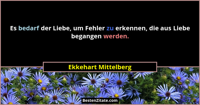 Es bedarf der Liebe, um Fehler zu erkennen, die aus Liebe begangen werden.... - Ekkehart Mittelberg