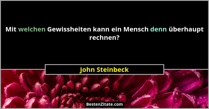 Mit welchen Gewissheiten kann ein Mensch denn überhaupt rechnen?... - John Steinbeck