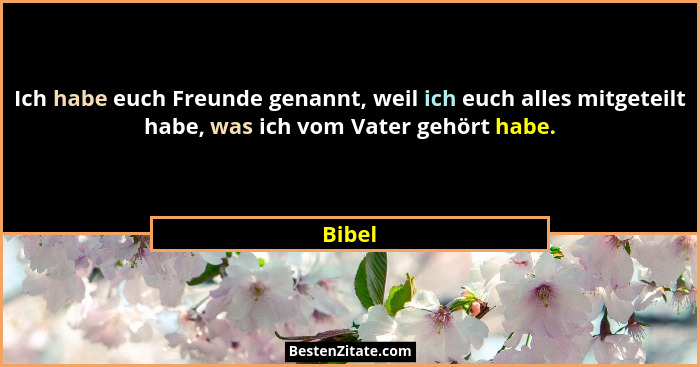 Ich habe euch Freunde genannt, weil ich euch alles mitgeteilt habe, was ich vom Vater gehört habe.... - Bibel