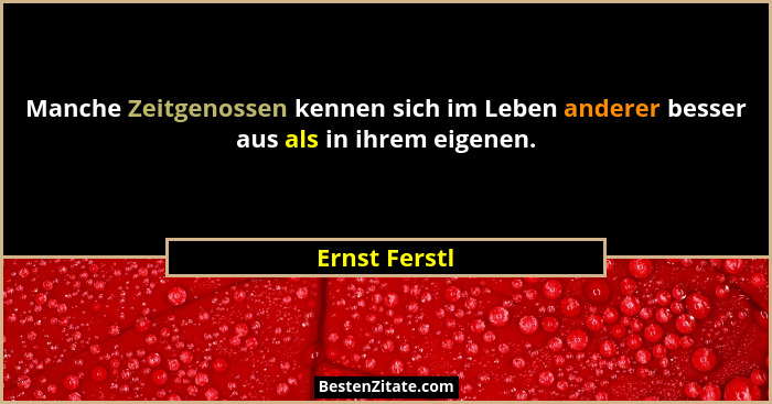 Manche Zeitgenossen kennen sich im Leben anderer besser aus als in ihrem eigenen.... - Ernst Ferstl