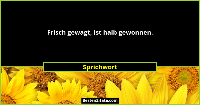 Frisch gewagt, ist halb gewonnen.... - Sprichwort