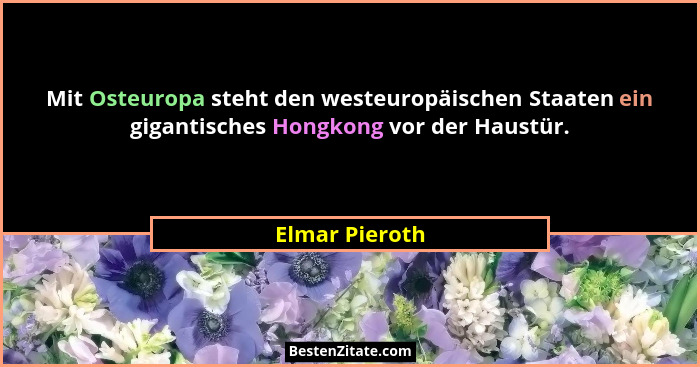 Mit Osteuropa steht den westeuropäischen Staaten ein gigantisches Hongkong vor der Haustür.... - Elmar Pieroth