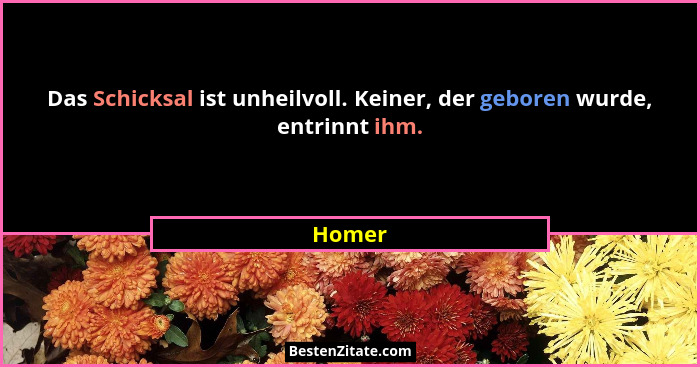Das Schicksal ist unheilvoll. Keiner, der geboren wurde, entrinnt ihm.... - Homer
