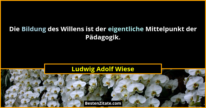 Die Bildung des Willens ist der eigentliche Mittelpunkt der Pädagogik.... - Ludwig Adolf Wiese