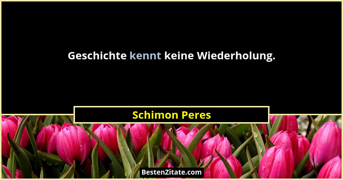 Geschichte kennt keine Wiederholung.... - Schimon Peres