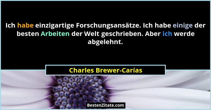 Ich habe einzigartige Forschungsansätze. Ich habe einige der besten Arbeiten der Welt geschrieben. Aber ich werde abgelehnt.... - Charles Brewer-Carías