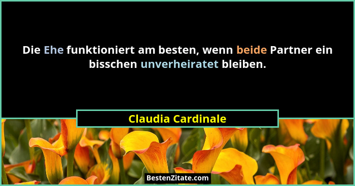 Die Ehe funktioniert am besten, wenn beide Partner ein bisschen unverheiratet bleiben.... - Claudia Cardinale