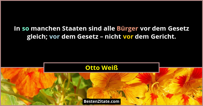 In so manchen Staaten sind alle Bürger vor dem Gesetz gleich; vor dem Gesetz – nicht vor dem Gericht.... - Otto Weiß