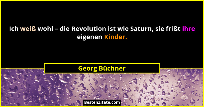 Ich weiß wohl – die Revolution ist wie Saturn, sie frißt ihre eigenen Kinder.... - Georg Büchner