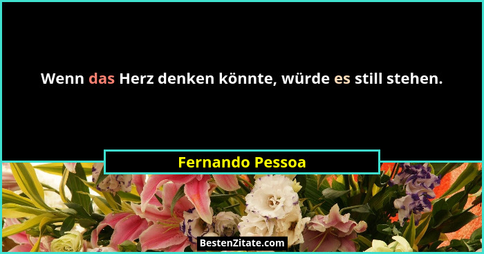 Wenn das Herz denken könnte, würde es still stehen.... - Fernando Pessoa