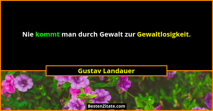 Nie kommt man durch Gewalt zur Gewaltlosigkeit.... - Gustav Landauer