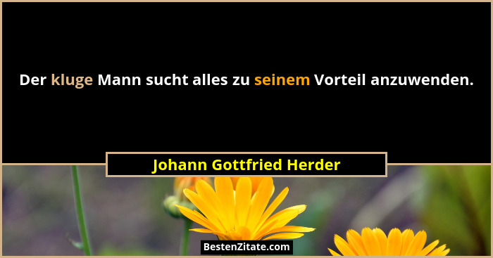 Der kluge Mann sucht alles zu seinem Vorteil anzuwenden.... - Johann Gottfried Herder