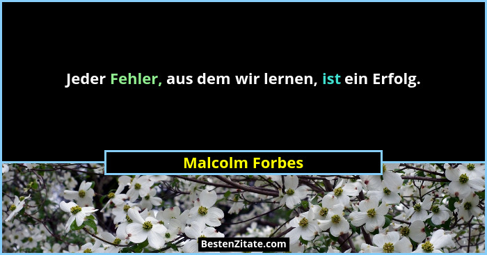 Jeder Fehler, aus dem wir lernen, ist ein Erfolg.... - Malcolm Forbes