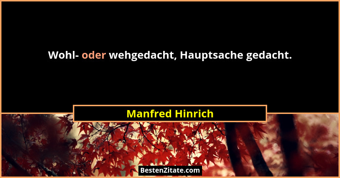 Wohl- oder wehgedacht, Hauptsache gedacht.... - Manfred Hinrich