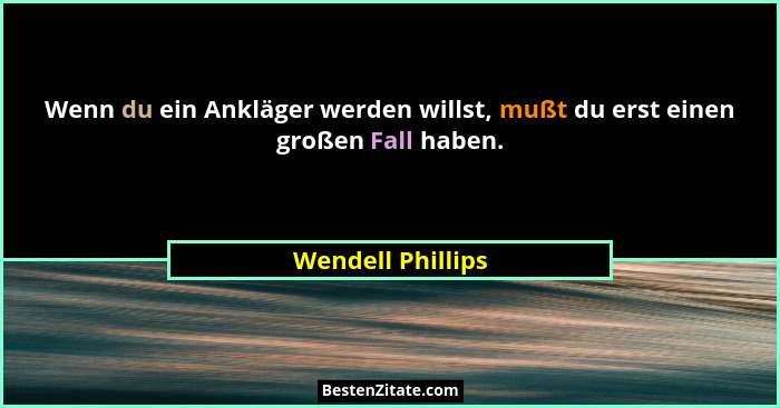 Wenn du ein Ankläger werden willst, mußt du erst einen großen Fall haben.... - Wendell Phillips