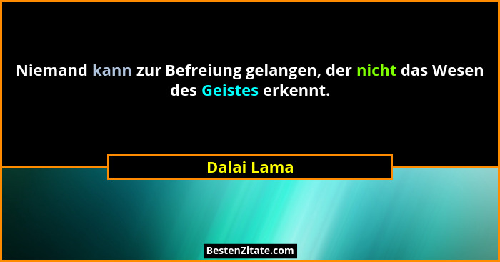 Niemand kann zur Befreiung gelangen, der nicht das Wesen des Geistes erkennt.... - Dalai Lama