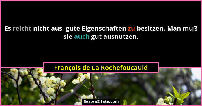 Es reicht nicht aus, gute Eigenschaften zu besitzen. Man muß sie auch gut ausnutzen.... - François de La Rochefoucauld