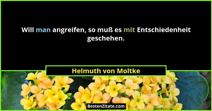 Will man angreifen, so muß es mit Entschiedenheit geschehen.... - Helmuth von Moltke