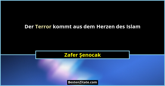 Der Terror kommt aus dem Herzen des Islam... - Zafer Şenocak
