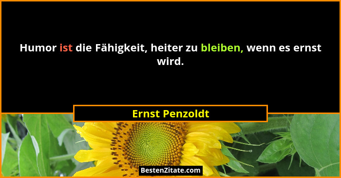 Humor ist die Fähigkeit, heiter zu bleiben, wenn es ernst wird.... - Ernst Penzoldt