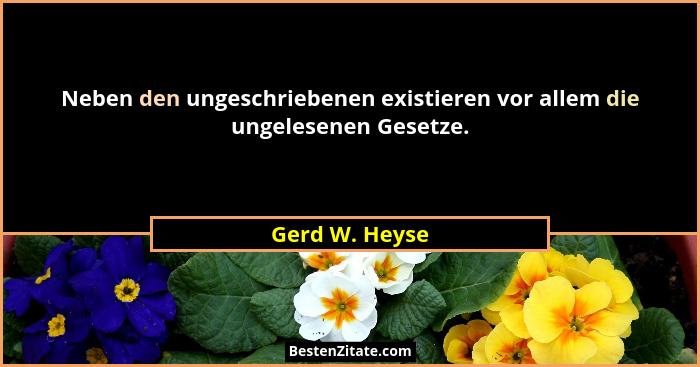 Neben den ungeschriebenen existieren vor allem die ungelesenen Gesetze.... - Gerd W. Heyse
