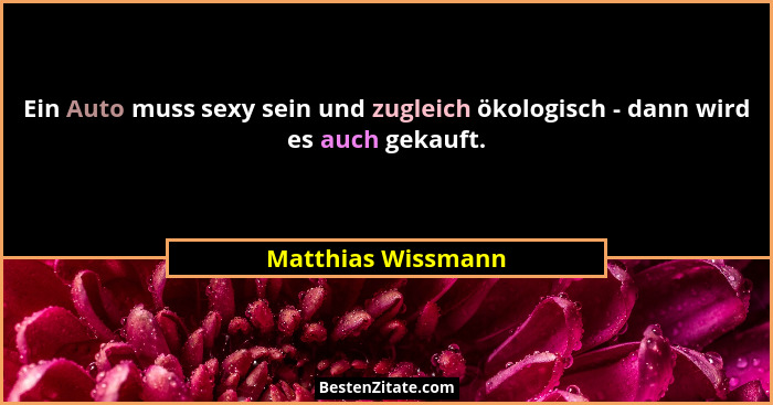 Ein Auto muss sexy sein und zugleich ökologisch - dann wird es auch gekauft.... - Matthias Wissmann