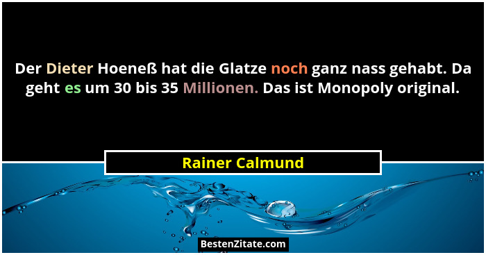 Der Dieter Hoeneß hat die Glatze noch ganz nass gehabt. Da geht es um 30 bis 35 Millionen. Das ist Monopoly original.... - Rainer Calmund