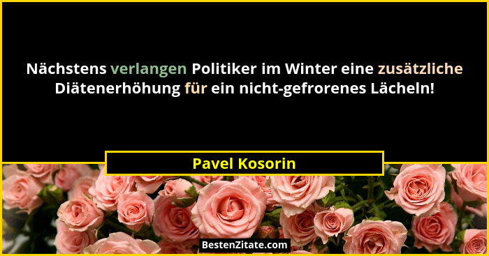 Nächstens verlangen Politiker im Winter eine zusätzliche Diätenerhöhung für ein nicht-gefrorenes Lächeln!... - Pavel Kosorin