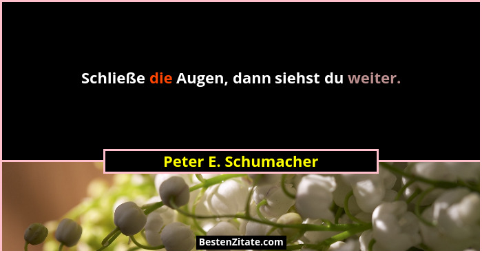 Schließe die Augen, dann siehst du weiter.... - Peter E. Schumacher