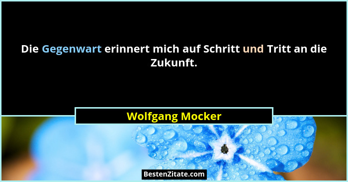 Die Gegenwart erinnert mich auf Schritt und Tritt an die Zukunft.... - Wolfgang Mocker