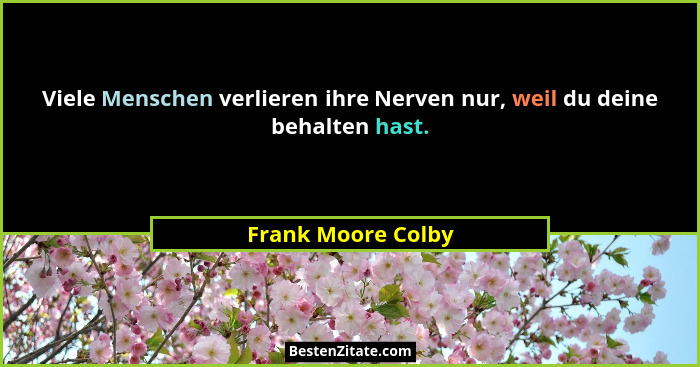 Viele Menschen verlieren ihre Nerven nur, weil du deine behalten hast.... - Frank Moore Colby
