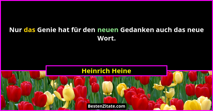 Nur das Genie hat für den neuen Gedanken auch das neue Wort.... - Heinrich Heine