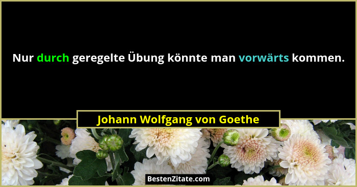 Nur durch geregelte Übung könnte man vorwärts kommen.... - Johann Wolfgang von Goethe
