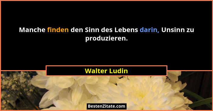 Manche finden den Sinn des Lebens darin, Unsinn zu produzieren.... - Walter Ludin