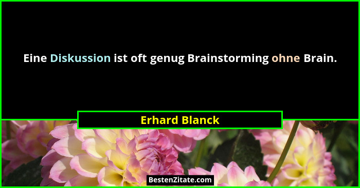 Eine Diskussion ist oft genug Brainstorming ohne Brain.... - Erhard Blanck