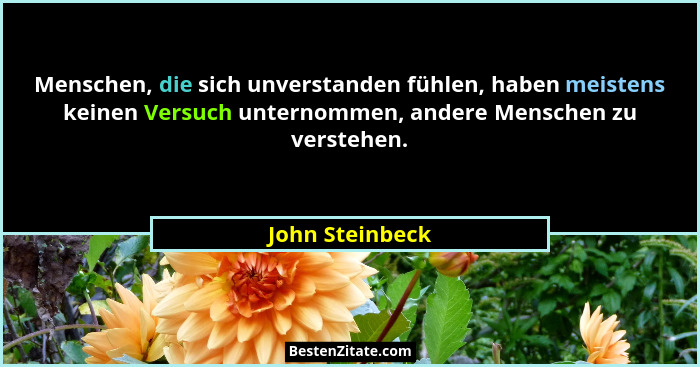 Menschen, die sich unverstanden fühlen, haben meistens keinen Versuch unternommen, andere Menschen zu verstehen.... - John Steinbeck
