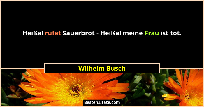 Heißa! rufet Sauerbrot - Heißa! meine Frau ist tot.... - Wilhelm Busch