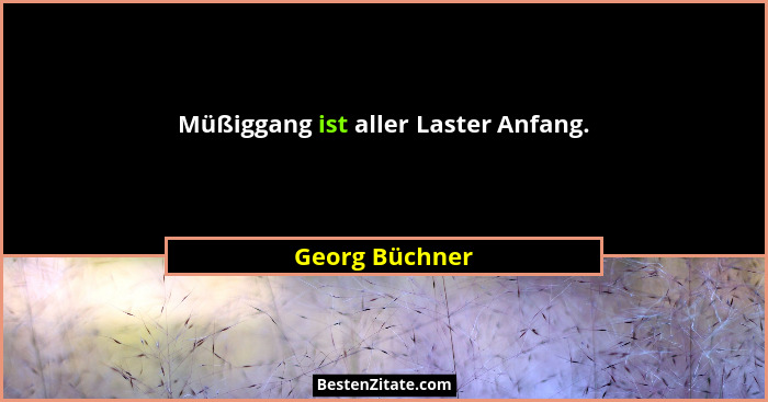 Müßiggang ist aller Laster Anfang.... - Georg Büchner