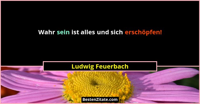 Wahr sein ist alles und sich erschöpfen!... - Ludwig Feuerbach