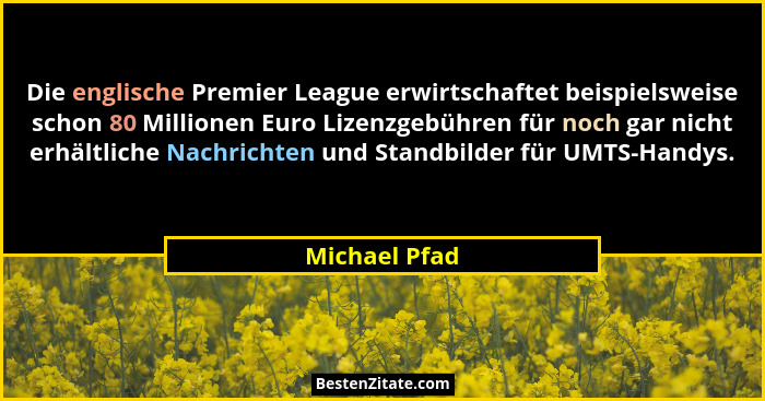 Die englische Premier League erwirtschaftet beispielsweise schon 80 Millionen Euro Lizenzgebühren für noch gar nicht erhältliche Nachri... - Michael Pfad
