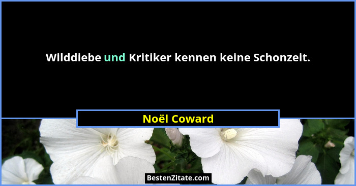 Wilddiebe und Kritiker kennen keine Schonzeit.... - Noël Coward