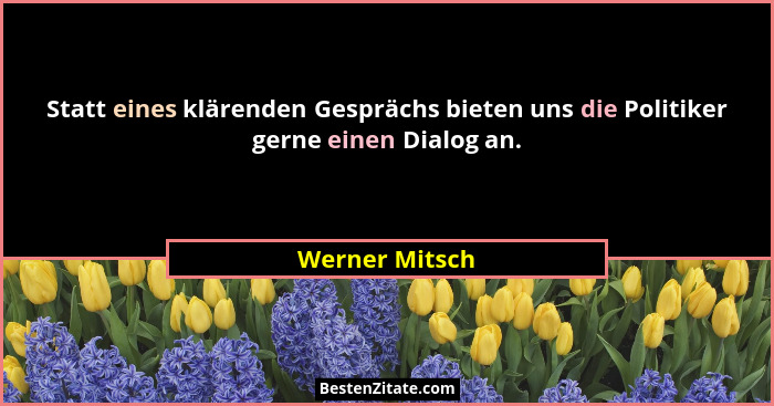 Statt eines klärenden Gesprächs bieten uns die Politiker gerne einen Dialog an.... - Werner Mitsch