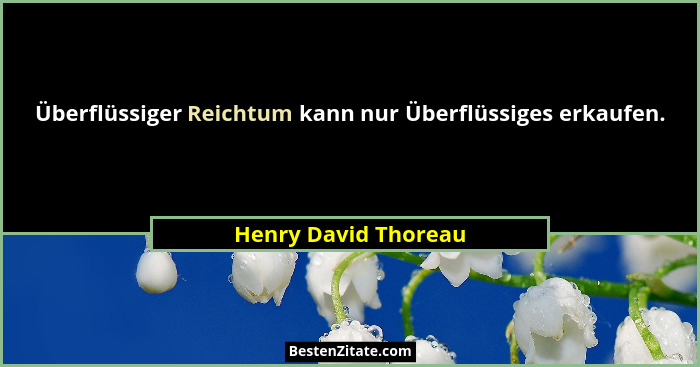 Überflüssiger Reichtum kann nur Überflüssiges erkaufen.... - Henry David Thoreau