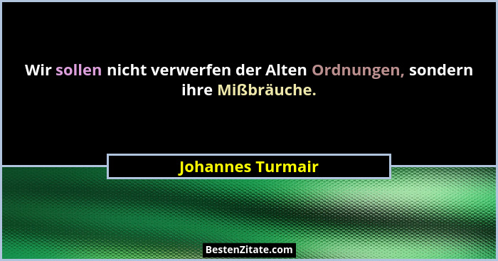Wir sollen nicht verwerfen der Alten Ordnungen, sondern ihre Mißbräuche.... - Johannes Turmair